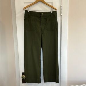 Maeve Olive Green Wide-Leg Pants